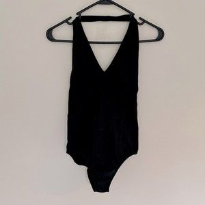 American Apparel Open Back V-Neck Bodysuit Large